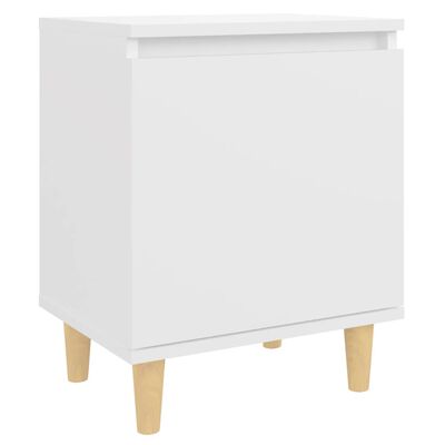 vidaXL Tables de chevet avec pieds en bois 2 pcs Blanc 40x30x50 cm