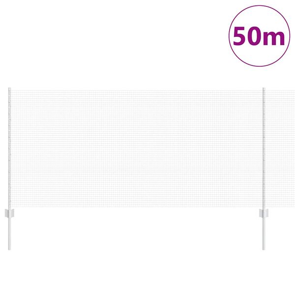 vidaXL Cl&ocirc;ture avec poteau Argent&eacute; 1 x 50 m Acier