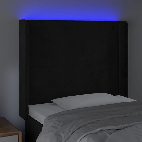 vidaXL T&ecirc;te de lit &agrave; LED Noir 93x16x118/128 cm Velours