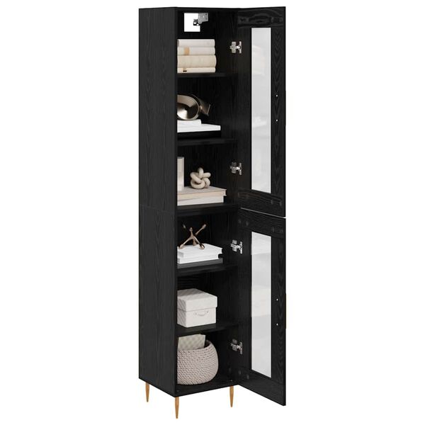 vidaXL Haut Armoire 2 pcs Ch&ecirc;ne noir Verre