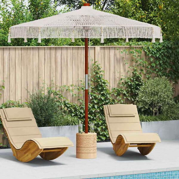 vidaXL Parasol Macram&eacute; Cr&egrave;me 252.5 x 252.5 x 260 cm