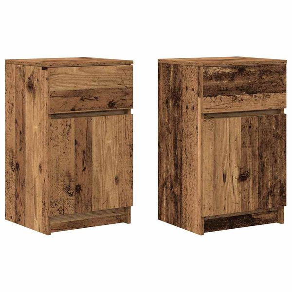 vidaXL Tables de chevet 2 pcs vieux bois 39x35x65 cm bois d'ing&eacute;nierie