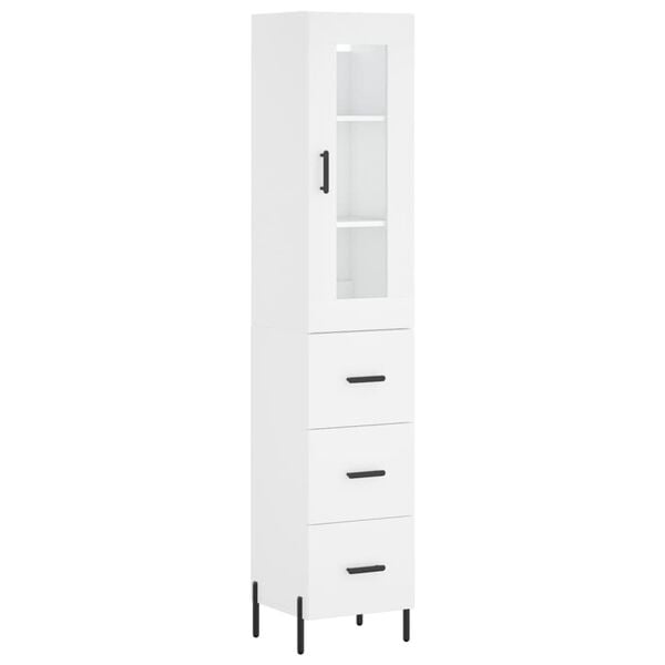 vidaXL Buffet haut Blanc 34,5x34x180 cm Bois d'ing&eacute;nierie