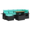 vidaXL Salon de jardin 7 pcs avec coussins noir r&eacute;sine tress&eacute;e