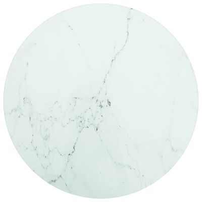vidaXL Dessus de table blanc Ø40x0,8cm verre trempé avec design marbre