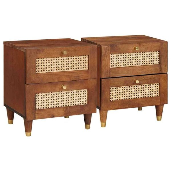 vidaXL Cabinet de chevet avec tiroir 2 pcs Marron 40 x 33,5 x 46 cm