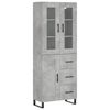 vidaXL Buffet haut Gris b&eacute;ton 69,5x34x180 cm Bois d'ing&eacute;nierie