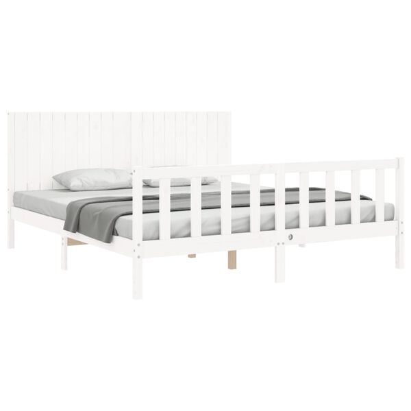 vidaXL Cadre de lit sans matelas blanc bois massif de pin