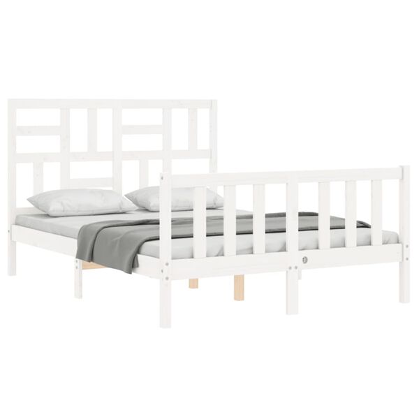 vidaXL Cadre de lit sans matelas blanc bois de pin massif