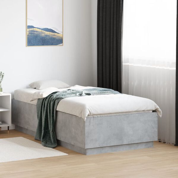 vidaXL Cadre de lit avec LED sans matelas gris b&eacute;ton 75x190 cm