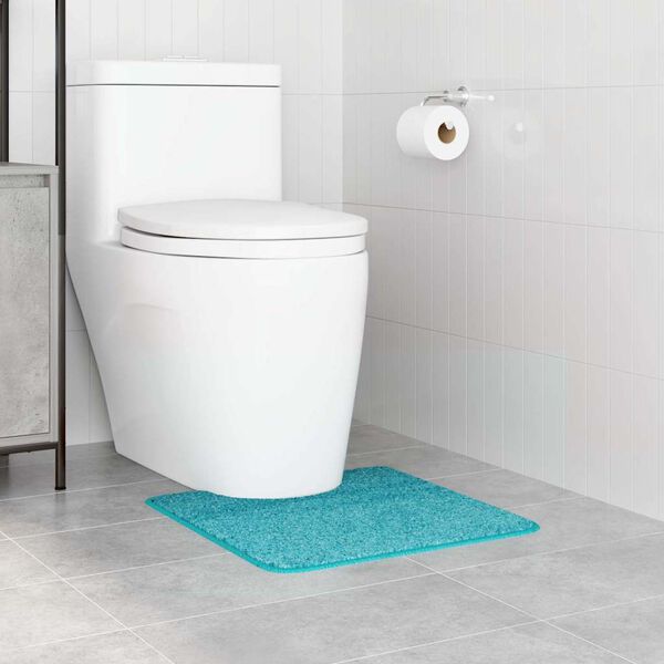 vidaXL Tapis de bain antidérapant avec découpe pour toilette Turquoise