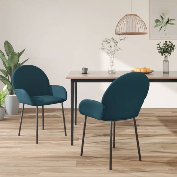 vidaXL Chaises &agrave; manger lot de 2 Bleu Velours