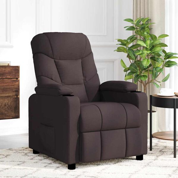vidaXL Fauteuil de massage Marron fonc&eacute; Tissu