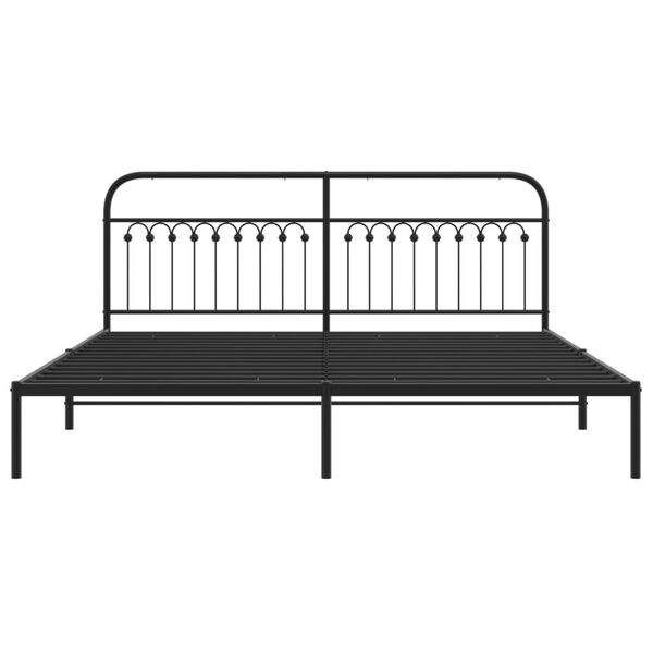 vidaXL Cadre de lit m&eacute;tal sans matelas avec t&ecirc;te de lit noir 200x200cm