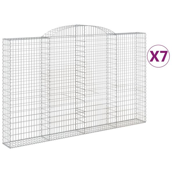 vidaXL Paniers &agrave; gabions arqu&eacute;s 7 pcs 300x30x180/200 cm fer galvanis&eacute;