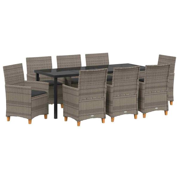 vidaXL Ensemble de salle &agrave; manger pour jardin 9 pcs Gris polyrotin