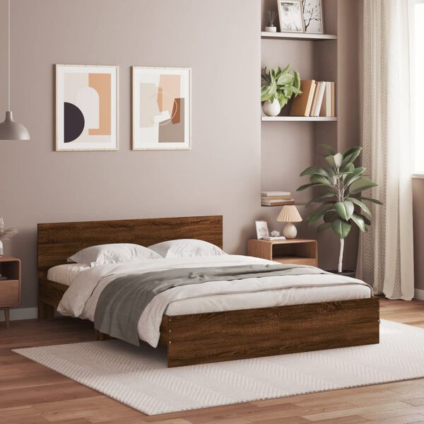 vidaXL Cadre de lit sans matelas ch&ecirc;ne marron 140x200 cm