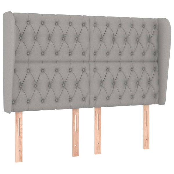 vidaXL T&ecirc;te de lit avec oreilles Gris clair 163x23x118/128 cm Tissu