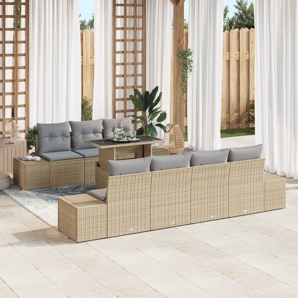 vidaXL Ensemble de canapé de jardin 8 pcs Beige et Gris clair