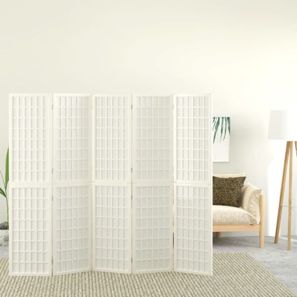 vidaXL Cloison de s&eacute;paration pliable 5 panneaux 200x170 cm Blanc