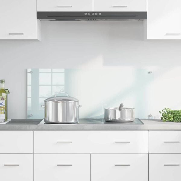 vidaXL Protection de cuisine Blanc 100 x 40 cm verre trempé