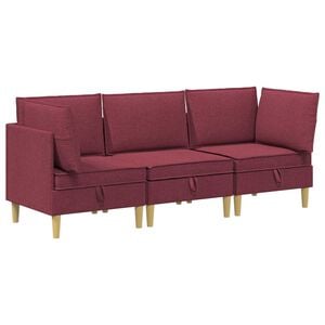 vidaXL Canap&eacute; modulaire avec rangement 3 pc Bordeaux Tissu