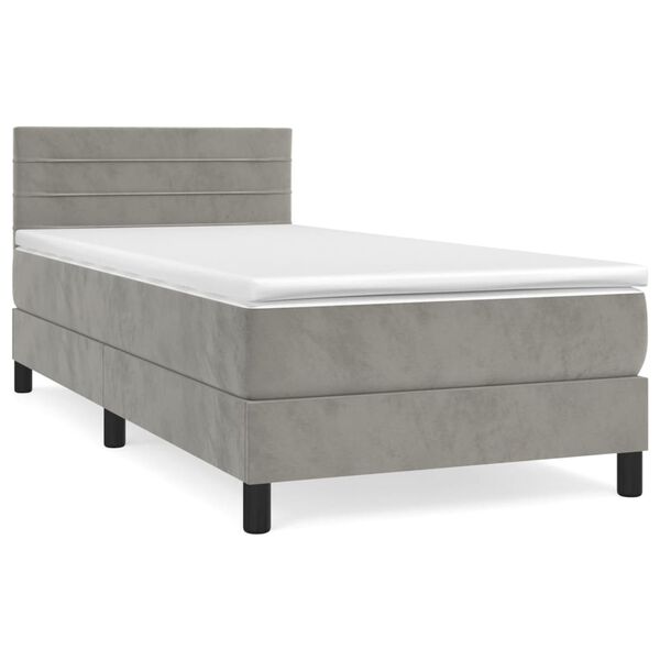 vidaXL Sommier &agrave; lattes de lit et matelas Gris clair 80x200 cm Velours