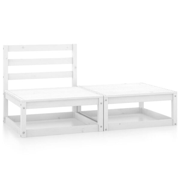 vidaXL Salon de jardin 2 pcs blanc bois de pin massif