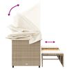 vidaXL Canapé de jardin 3 places avec auvent et tabourets beige rotin