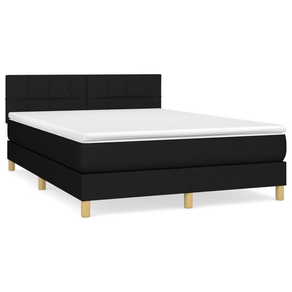 vidaXL Sommier &agrave; lattes de lit avec matelas Noir 140x200 cm Tissu
