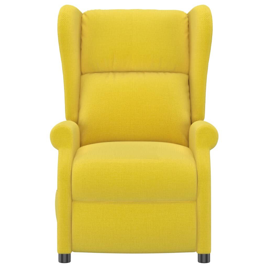 Fauteuil Inclinable Et Pivotant VidaXL - Tissu Jaune Clair - Repose-Pieds - Inclinaison 105-125° - Charge Max 110 Kg - 6