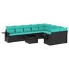 vidaXL Ensemble de canap&eacute; de jardin 10 pcs avec coussins noir r&eacute;sine tress&eacute;e