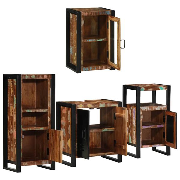 vidaXL Ensemble de mobilier de salle de bain 4 pcs Bois massif recyclé