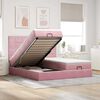 vidaXL Cadre de lit ottoman avec matelas rose 160x200 cm velours