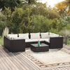vidaXL Salon de jardin 7 pcs avec coussins R&eacute;sine tress&eacute;e Noir