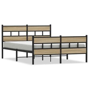 vidaXL Cadre de lit en m&eacute;tal sans matelas ch&ecirc;ne sonoma 160x200 cm