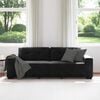 vidaXL Canap&eacute; 3 pcs Noir Tissu en lin m&eacute;lang&eacute;
