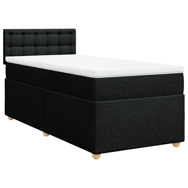 vidaXL Sommier à lattes de lit avec matelas Noir 90x200 cm Tissu