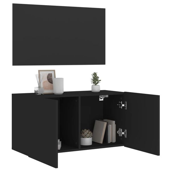 vidaXL Meuble TV mural noir 80x30x41 cm