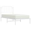 vidaXL Cadre de lit m&eacute;tal sans matelas avec t&ecirc;te de lit blanc 90x190cm