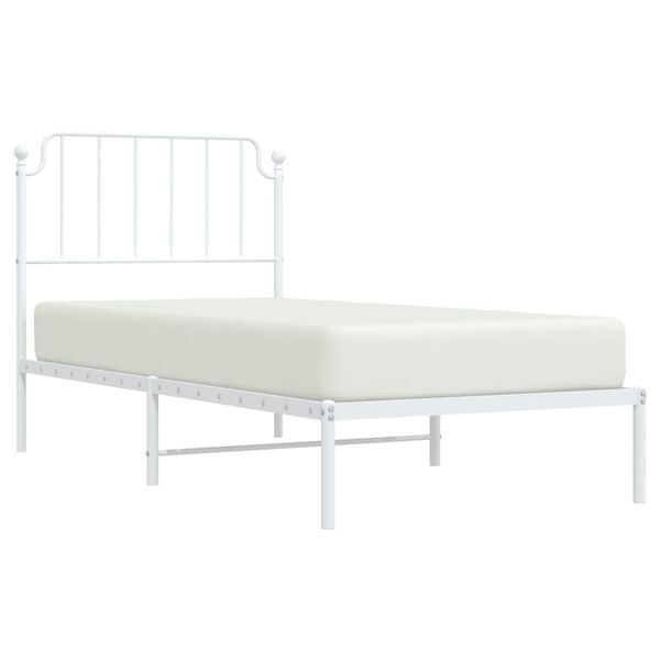 vidaXL Cadre de lit m&eacute;tal sans matelas avec t&ecirc;te de lit blanc 90x190cm