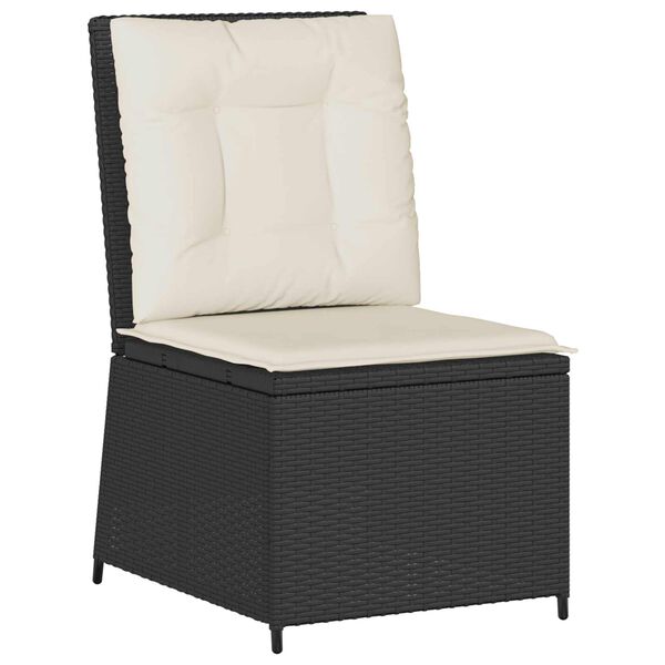 vidaXL Canap&eacute; de jardin avec coussin Noir et blanc cr&egrave;me polyrotin
