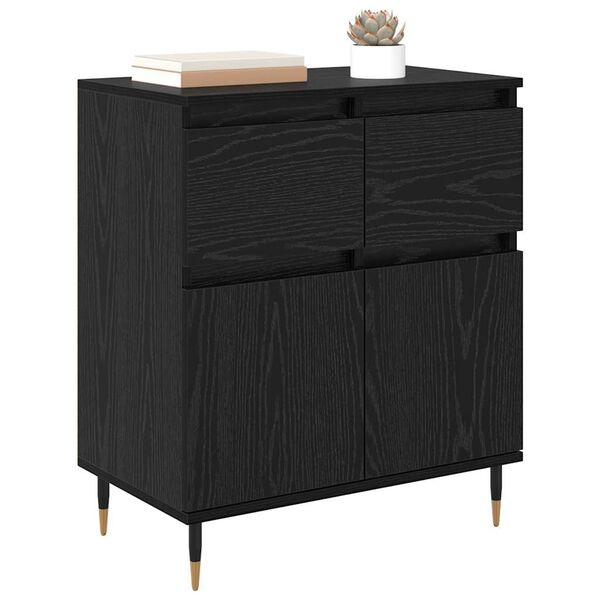 vidaXL Buffet Ch&ecirc;ne noir 60 x 35 x 70 cm Bois d'ing&eacute;nierie et fer