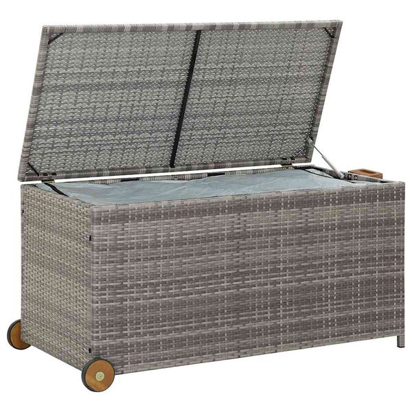 vidaXL Bo&icirc;te de rangement de jardin gris clair 120x65x61 cm rotin