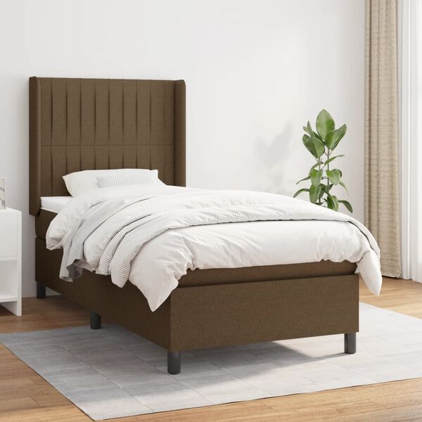 vidaXL Sommier &agrave; lattes de lit avec matelas Marron fonc&eacute; 90x190 cm