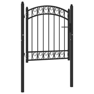 vidaXL Portail de cl&ocirc;ture EMMEN avec arc en plein cintre, acier, 100&nbsp;x&nbsp;86&nbsp;cm, noir
