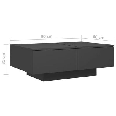 vidaXL Table basse Gris 90x60x31 cm Aggloméré