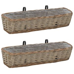 vidaXL Jardini&egrave;res de balcon 2 pcs osier avec rev&ecirc;tement en PE 80 cm
