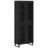 vidaXL Haut Armoire 2 pcs Ch&ecirc;ne noir Bois Agglom&eacute;r&eacute; et Verre