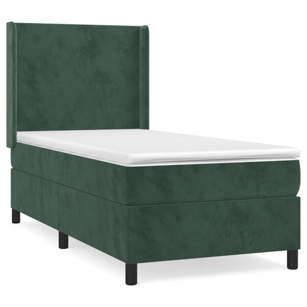 vidaXL Sommier &agrave; lattes de lit avec matelas Vert fonc&eacute; 100x200 cm